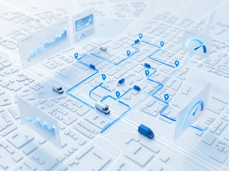 GPS fleet map with analytics overlays